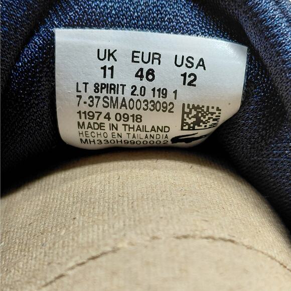 Lacoste Mens Sneaker Size 12 LT Spirit 2.0 Navy Ortholite Comfort Casual Preppy - Picture 10 of 15